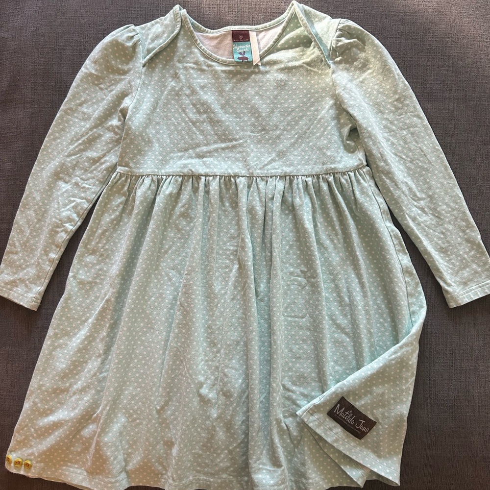 Matilda Jane Light Green Polka Dot Kids Dress